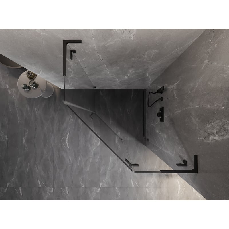 Mexen Lunar L Fünfeck-Duschkabine rechts öffnend 80 x 80 cm, transparent, schwarz - 831L-080P-080L-70-00-P