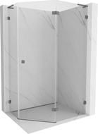 Mexen Lunar L Fünfeck-Duschkabine, rechts öffnend, 90 x 80 cm, transparent, Gun Metal - 831L-090P-080L-95-00-P