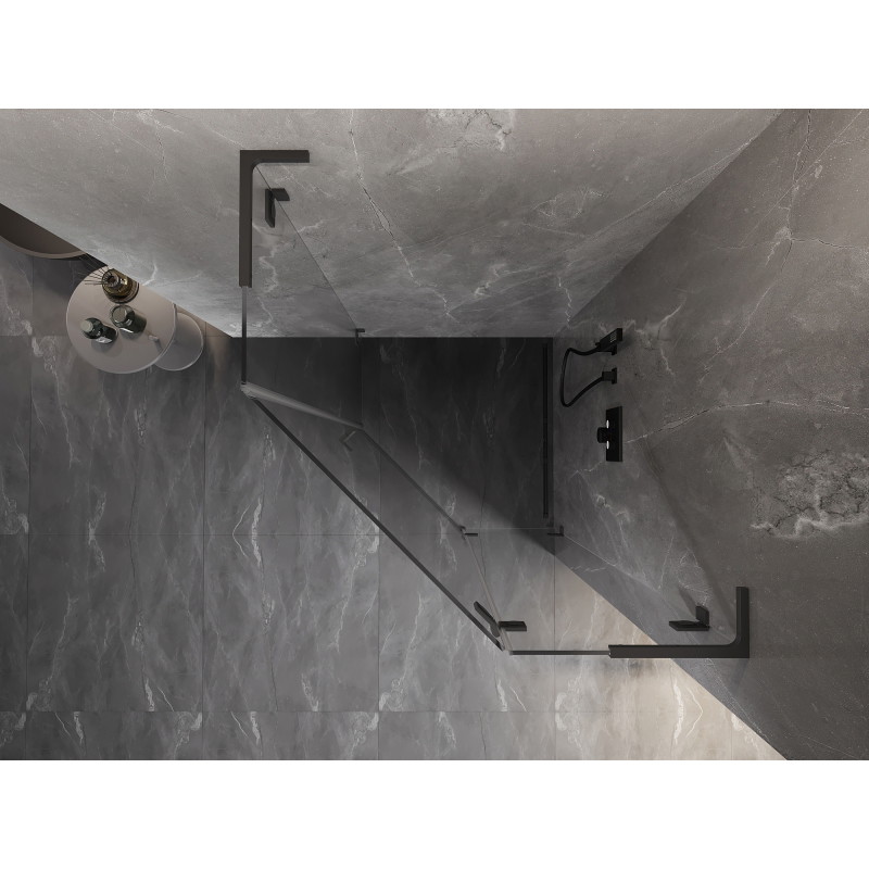 Mexen Lunar L fünfeckige Duschkabine mit rechter Tür, 90 x 90 cm, transparent, Gun Metal - 831L-090P-090L-95-00-P