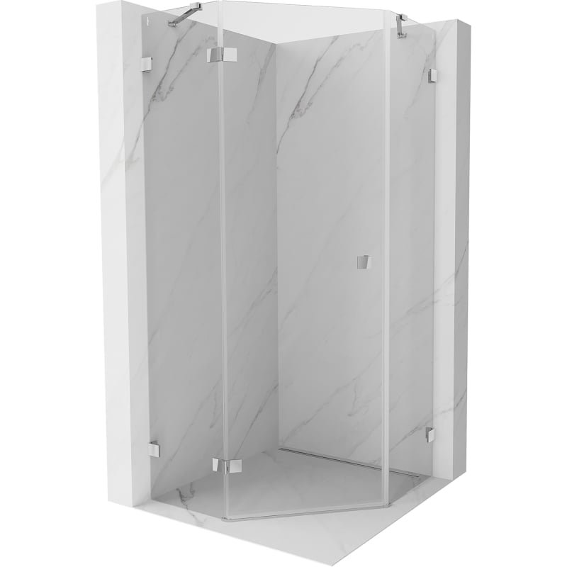 Mexen Lunar fünfeckige Duschkabine schwenkbar links 90 x 90 cm, transparent, Chrom - 831-090L-090P-01-00-L