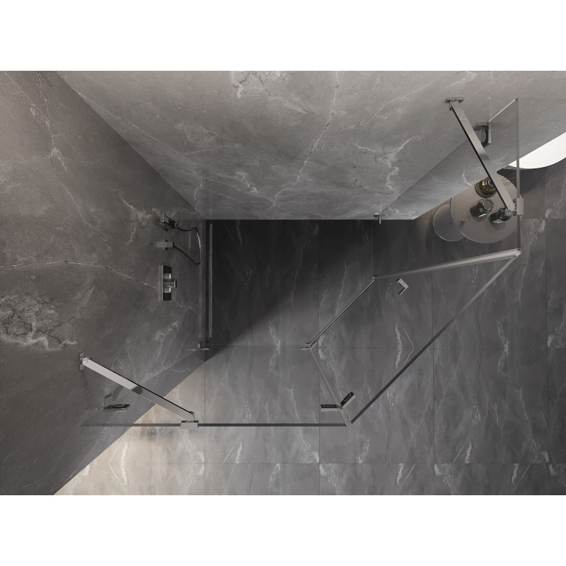 Mexen Lunar fünfeckige Duschkabine, links schwenkbar, 100 x 80 cm, transparent, Chrom - 831-100L-080P-01-00-L