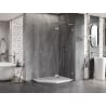 Mexen Lunar L Fünfeck-Duschkabine, rechts öffnend 90 x 80 cm, transparent, gebürsteter Nickel - 831L-090P-080L-97-00-P