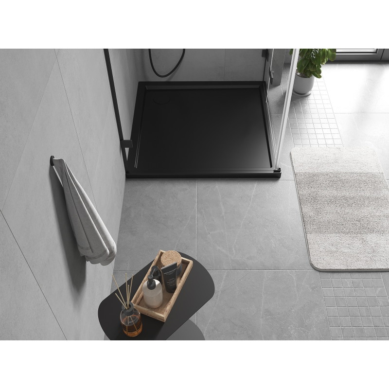 Mexen Flow Duschwanne quadratisch slim 75 x 75 cm, schwarz matt - 46S707575
