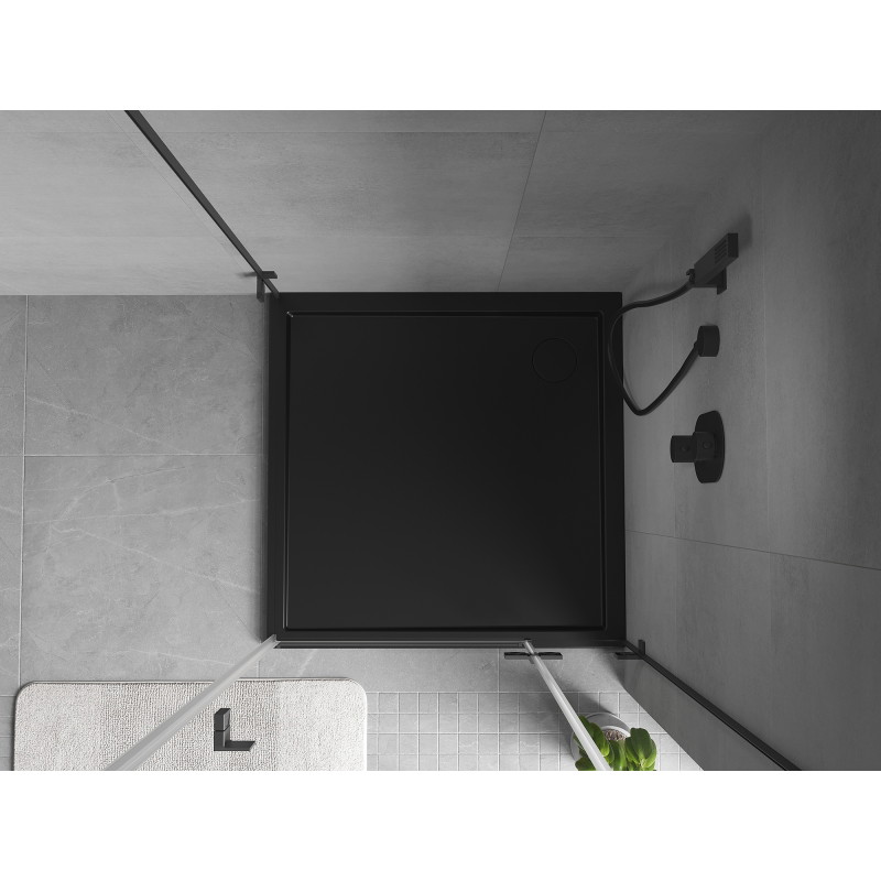 Mexen Flow Duschwanne quadratisch slim 85 x 85 cm, schwarz matt - 46S708585