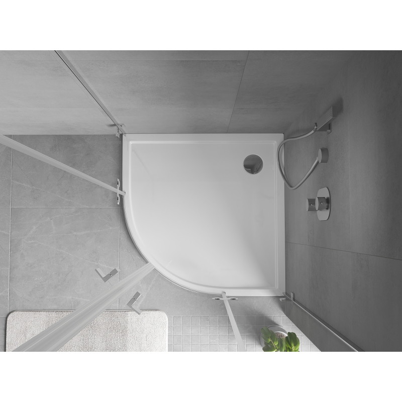 Mexen Flow Duschwanne Halbkreis Slim 80 x 80 cm, weiß glänzend - 46Q108080