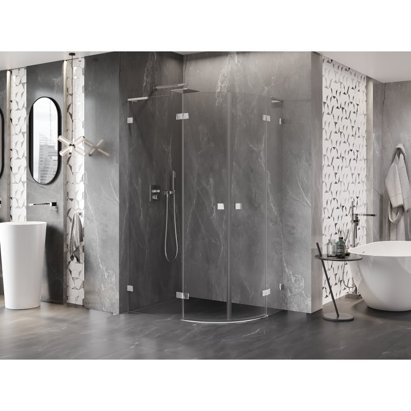 Mexen Lunar L Halbkreis-Duschkabine schwenkbar links 100 x 90 cm, transparent, Chrom - 833L-100L-090P-01-00