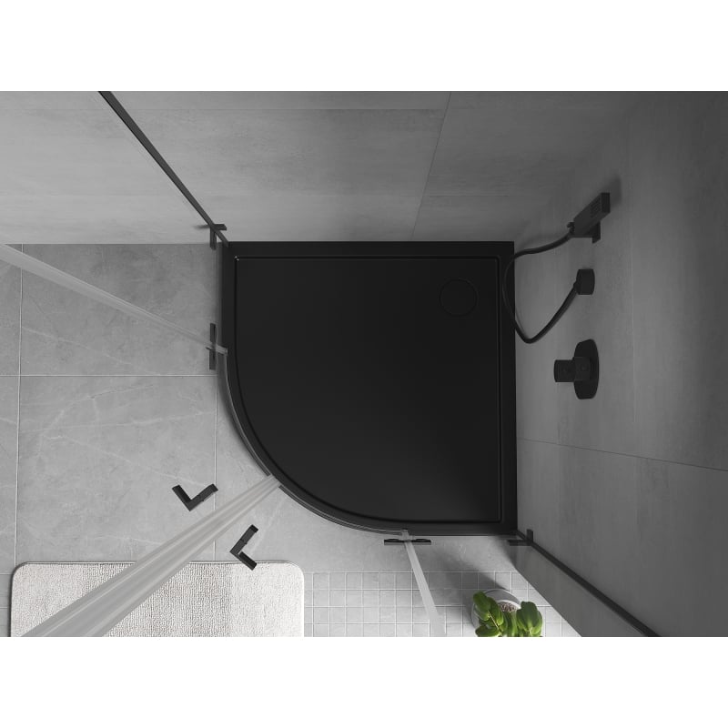 Mexen Flow Duschwanne Halbrund Slim 90 x 90 cm, Schwarz Matt - 46Q709090