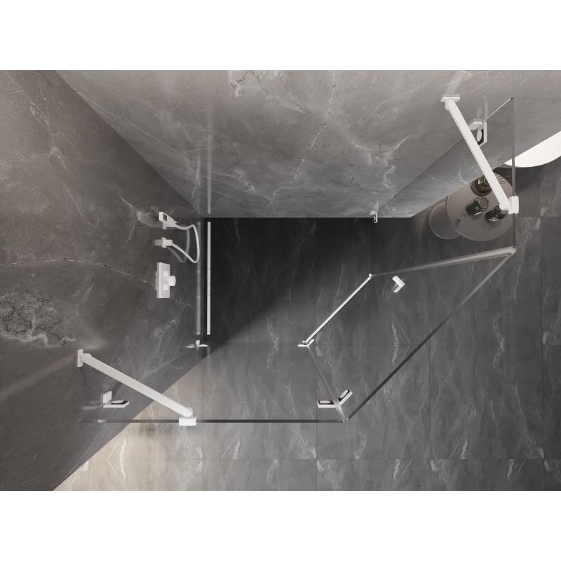 Mexen Lunar fünfeckige Duschkabine mit linker Schwingtür 100 x 90 cm, transparent, weiß - 831-100L-090P-20-00-L