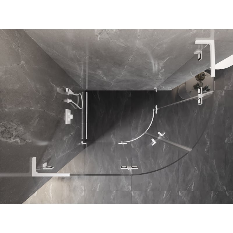 Mexen Lunar L Halbkreis-Duschkabine schwenkbar links 100 x 90 cm, transparent, weiß - 833L-100L-090P-20-00