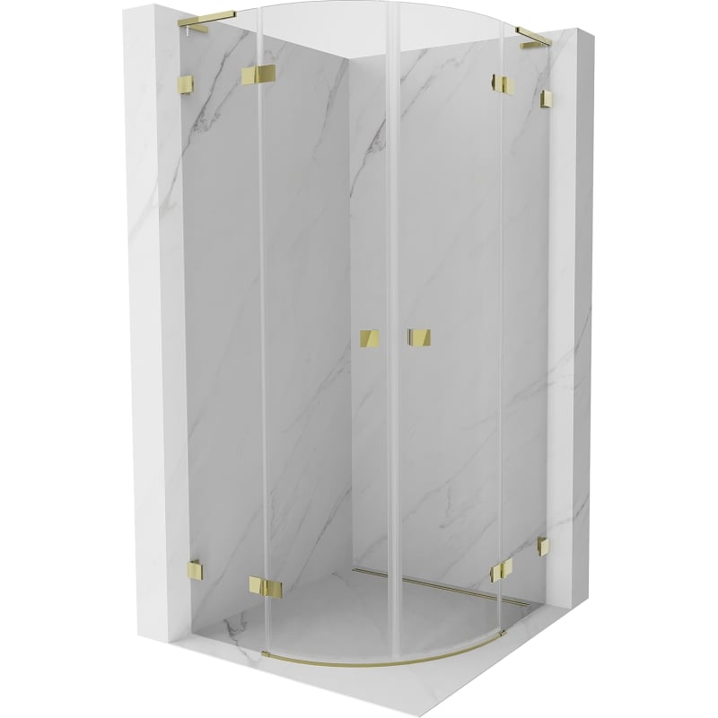 Mexen Lunar L Runddusche mit Klapptür 90 x 90 cm, transparent, gold - 833L-090L-090P-50-00