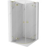 Mexen Lunar L Duschkabine Halbkreis Pendeltür 100 x 100 cm, transparent, gold - 833L-100L-100P-50-00