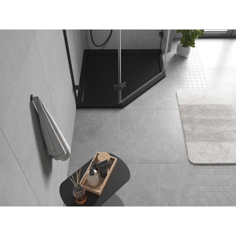 Mexen Flow Fünfeck-Duschtasse Slim 80 x 80 cm, Schwarz Matt - 46P708080