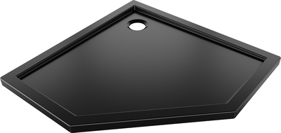 Mexen Flow Duschwanne fünfeckig Slim 100 x 100 cm, Schwarz Matt - 46P701010