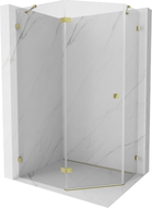 Mexen Lunar fünfeckige Duschkabine mit Schwenktür links 100 x 80 cm, transparent, gold - 831-100L-080P-50-00-L