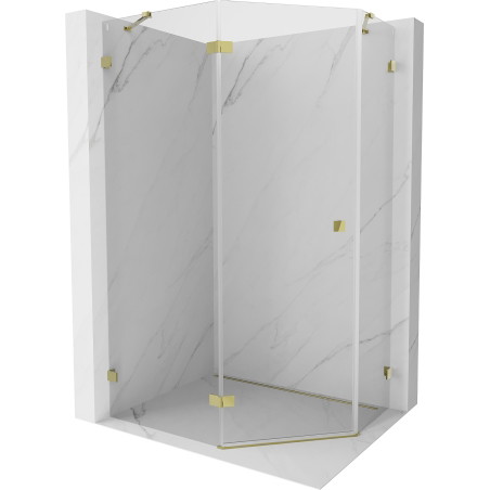 Mexen Lunar Fünfeck-Duschkabine, links angeschlagen, 100 x 90 cm, transparent, gold - 831-100L-090P-50-00-L