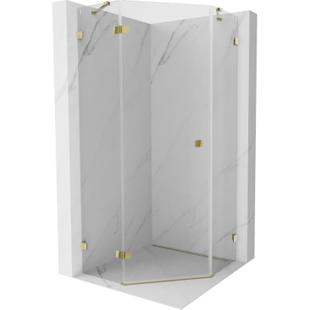 Mexen Lunar Fünfeck-Duschkabine links schwenkbar 100 x 100 cm, transparent, gold - 831-100L-100P-50-00-L