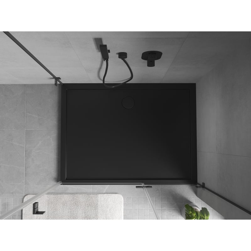 Mexen Flow rechteckige Duschwanne Slim 75 x 70 cm, schwarz matt - 46R707075