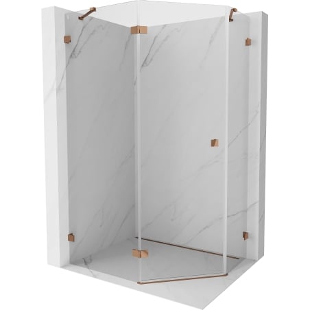 Mexen Lunar Fünfeck-Duschkabine schwenkbar links 100 x 80 cm, transparent, Roségold - 831-100L-080P-60-00-L