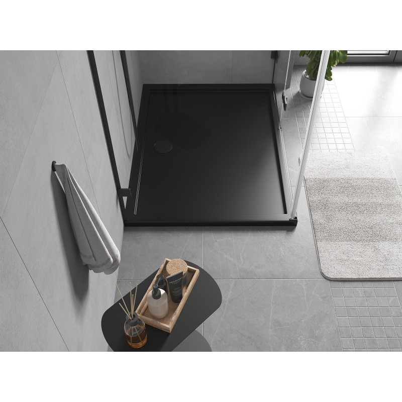 Mexen Flow rechteckige Duschwanne Slim 130 x 85 cm, schwarz matt - 46R708513