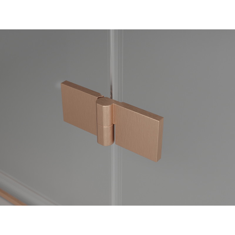 Mexen Lunar Fünfeck-Duschkabine anschlagbar links 80 x 80 cm, transparent, gebürstetes Kupfer - 831-080L-080P-65-00-L