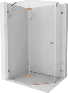 Mexen Lunar fünfeckige Duschkabine, schwenkbar, links 90 x 80 cm, transparent, gebürstetes Kupfer - 831-090L-080P-65-00-L