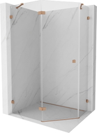 Mexen Lunar fünfeckige Duschkabine links öffnend 100 x 80 cm, transparent, gebürstetes Kupfer - 831-100L-080P-65-00-L