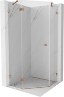 Mexen Lunar Fünfeckige Duschkabine mit Linksanschlag 100 x 100 cm, transparent, gebürstetes Kupfer - 831-100L-100P-65-00-L