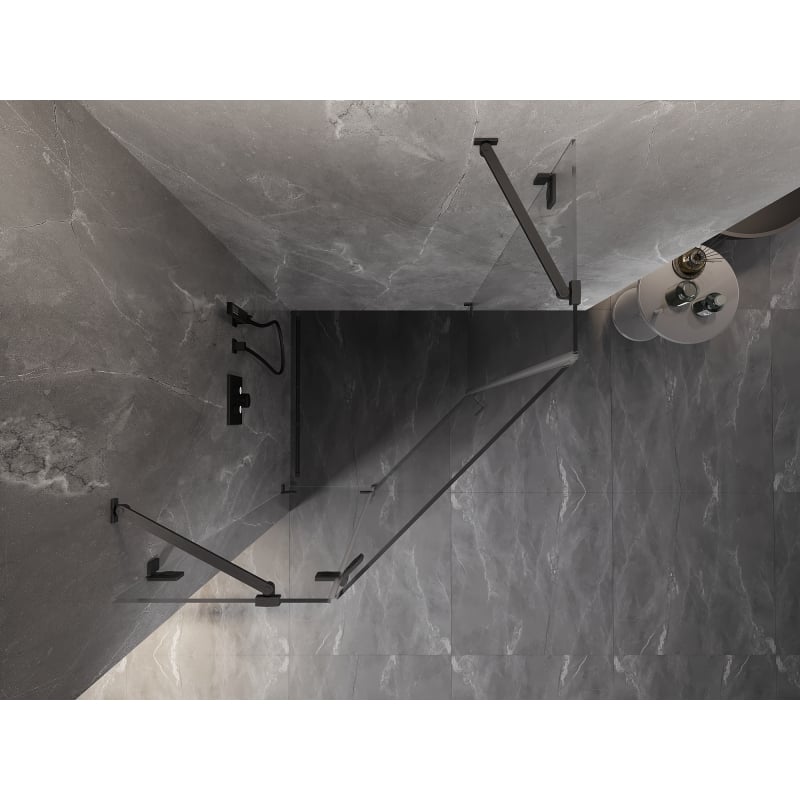 Mexen Lunar Fünfeck-Duschkabine klappbar links 90 x 90 cm, transparent, gebürstet gun gray - 831-090L-090P-66-00-L