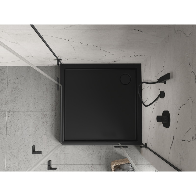 Mexen Flow+ quadratische Duschwanne 70 x 70 cm, schwarz matt - 46S707070H