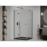 Mexen Roma Klappbare Duschkabine 100 x 90 cm, transparent, schwarz + Duschwanne Flat, schwarz - 854-100-090-70-00-4070B