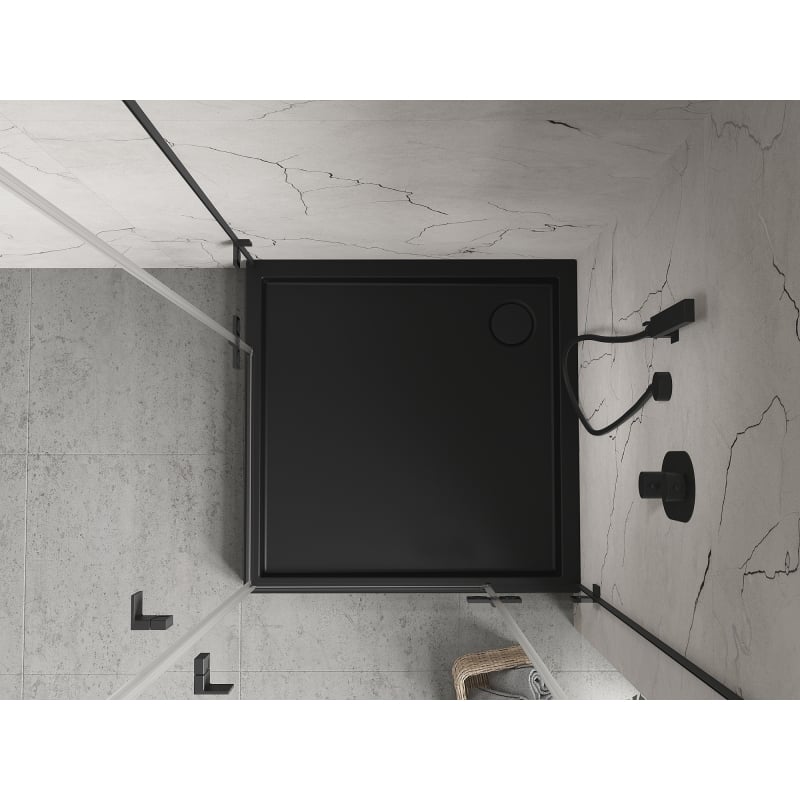 Mexen Flow+ quadratische Duschwanne 100 x 100 cm, schwarz matt - 46S701010H