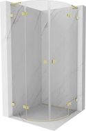 Mexen Lunar L Duschkabine Halbkreis Drehbar 90 x 90 cm, transparent, gebürstet gold - 833L-090L-090P-55-00
