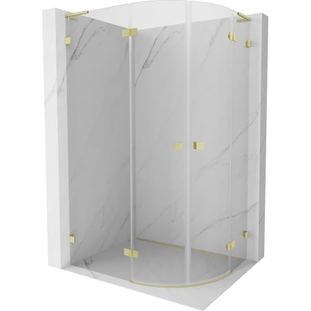 Mexen Lunar L Duschkabine halbrund, schwenkbar links 100 x 90 cm, transparent, gebürstetes Gold - 833L-100L-090P-55-00