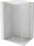 Mexen Lunar L Duschkabine halbrund, schwenkbar links 100 x 90 cm, transparent, gebürstetes Gold - 833L-100L-090P-55-00