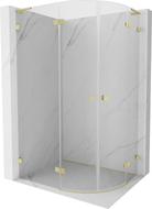 Mexen Lunar L Halbrunde Duschkabine schwenkbar links 100 x 90 cm, transparent, gold gebürstet - 833L-100L-090P-55-00