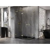 Mexen Lunar L Duschkabine halbrund, schwenkbar links 100 x 90 cm, transparent, gebürstetes Gold - 833L-100L-090P-55-00