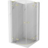 Mexen Lunar L halbkreisförmige Duschkabine zum Öffnen 100 x 100 cm, transparent, gebürstetes Gold - 833L-100L-100P-55-00