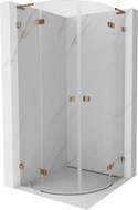 Mexen Lunar L Halbkreis-Duschkabine aufklappbar 90 x 90 cm, transparent, Roségold - 833L-090L-090P-60-00