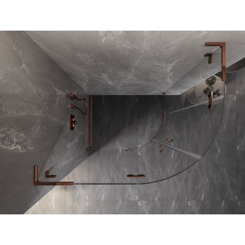 Mexen Lunar L halbrunde Duschkabine schwenkbar links 100 x 90 cm, transparent, Roségold - 833L-100L-090P-60-00