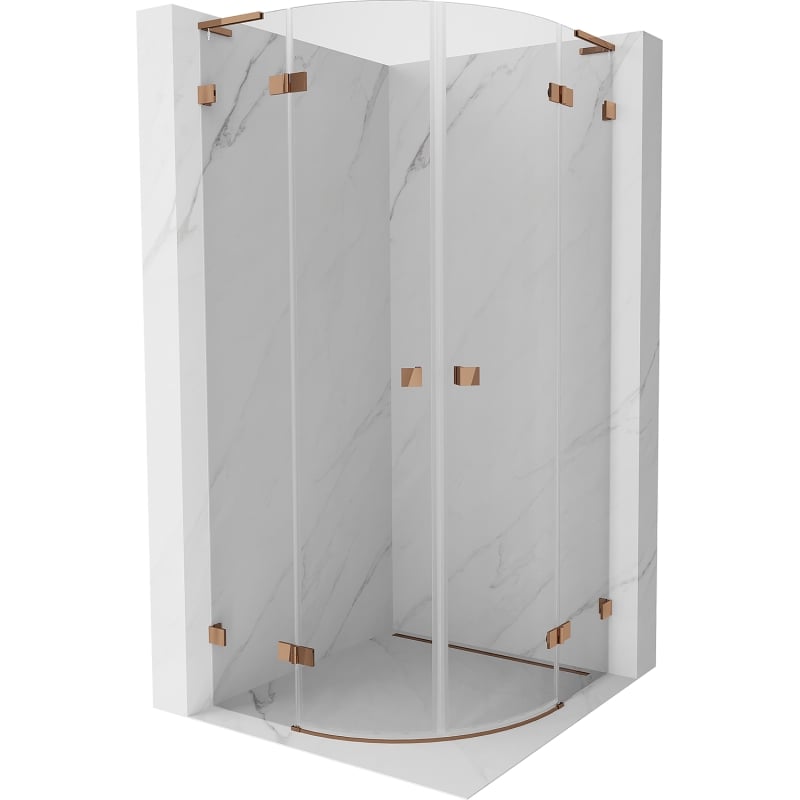 Mexen Lunar L Duschkabine halbrund schwenkbar 100 x 100 cm, transparent, Roségold - 833L-100L-100P-60-00