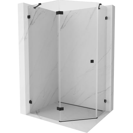 Mexen Lunar fünfeckige Duschkabine links öffnend 90 x 80 cm, transparent, schwarz - 831-090L-080P-70-00-L