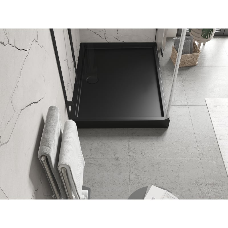 Mexen Flow+ rechteckige Duschwanne 90 x 70 cm, schwarzmatt - 46R707090H