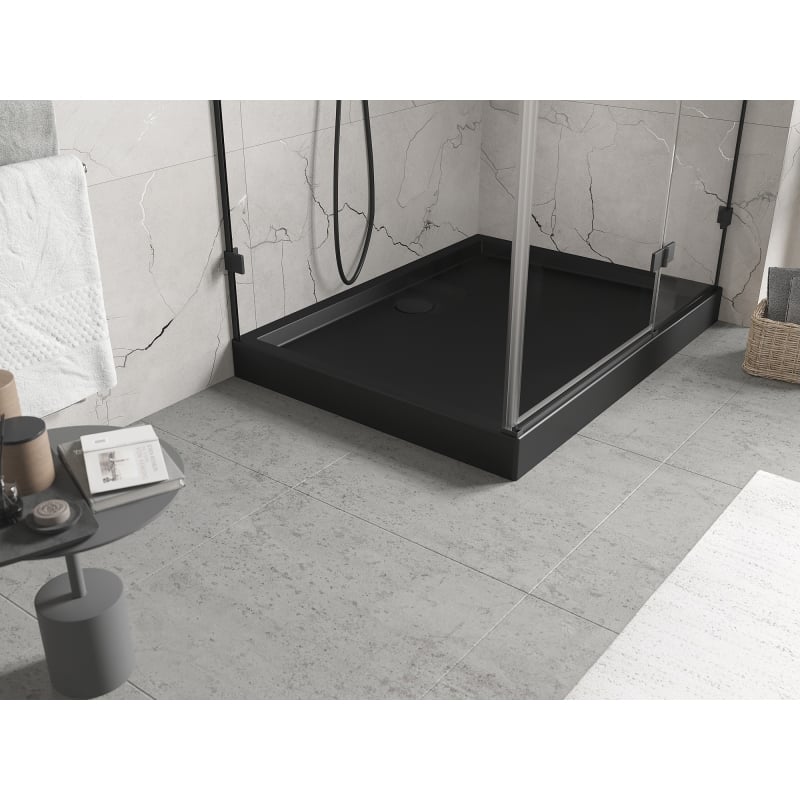 Mexen Flow+ rechteckige Duschwanne 100 x 80 cm, schwarz matt - 46R708010H