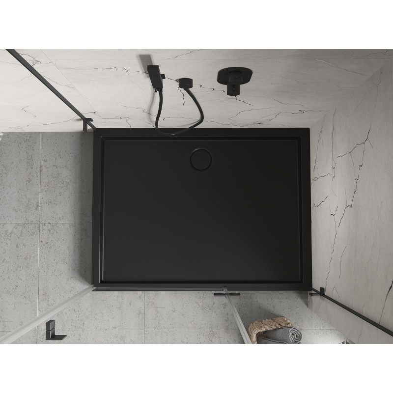 Mexen Flow+ rechteckige Duschwanne 120 x 90 cm, schwarz matt - 46R709012H