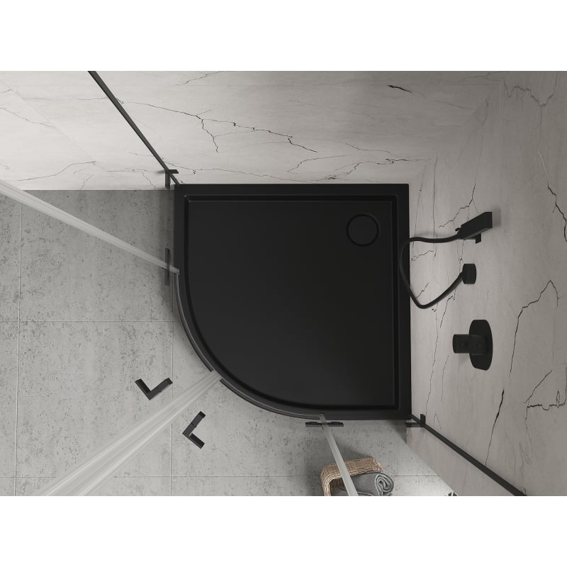 Mexen Flow+ Duschwanne halbrund 90 x 90 cm, schwarz matt - 46Q709090H