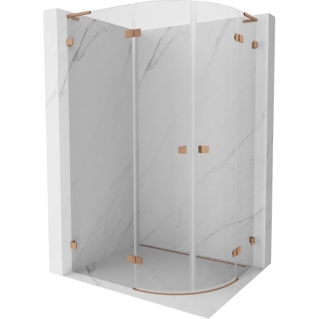 Mexen Lunar L halbkreisförmige links öffnende Duschtür 100 x 90 cm, transparent, gebürstetes Kupfer - 833L-100L-090P-65-00
