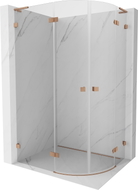 Mexen Lunar L Halbrunde Duschkabine schwenkbar links 100 x 90 cm, transparent, gebürstetes Kupfer - 833L-100L-090P-65-00