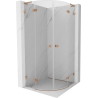 Mexen Lunar L Duschkabine halbrund schwenkbar 100 x 100 cm, transparent, gebürstetes Kupfer - 833L-100L-100P-65-00