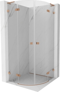 Mexen Lunar L Duschkabine halbrund schwenkbar 100 x 100 cm, transparent, gebürstetes Kupfer - 833L-100L-100P-65-00