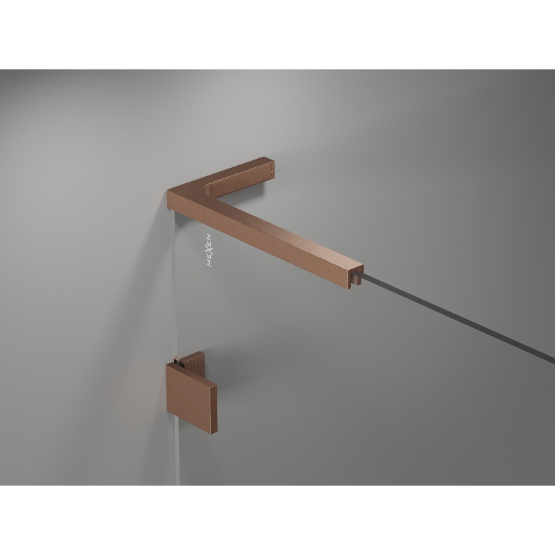 Mexen Lunar L Duschkabine halbrund schwenkbar 100 x 100 cm, transparent, gebürstetes Kupfer - 833L-100L-100P-65-00